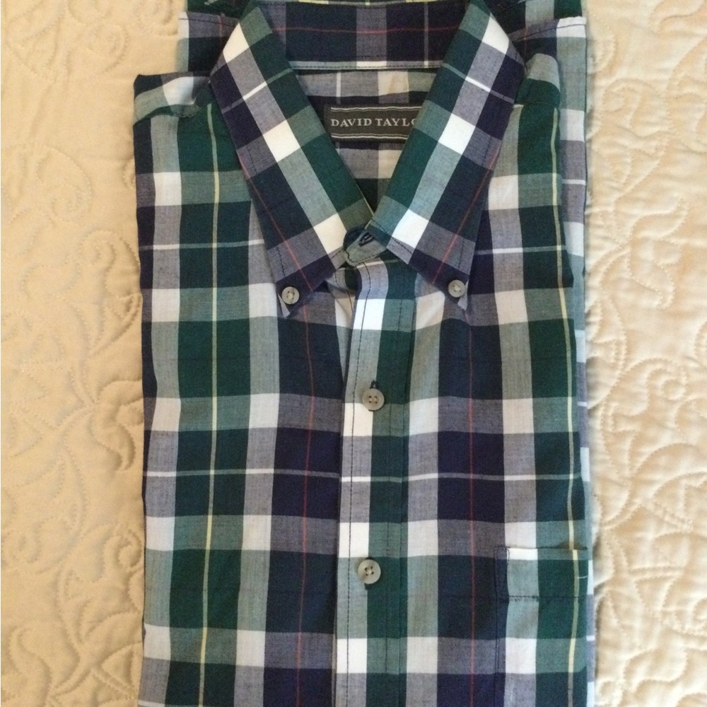 New-David Taylor Men's Green Plaid Shirt